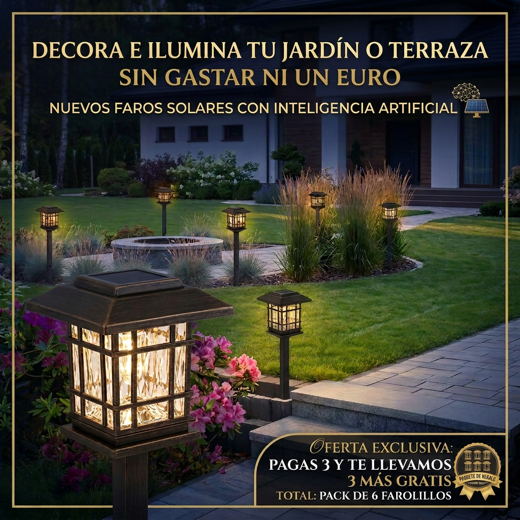 Faro solar de jardín LED - Nuevo modelo 2026