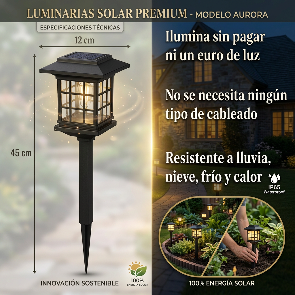 Faro solar de jardín LED - Nuevo modelo 2026