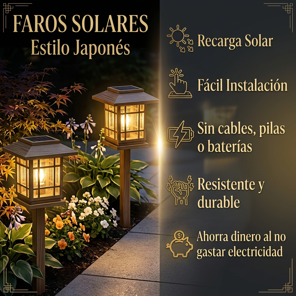 Faro solar de jardín LED - Nuevo modelo 2026